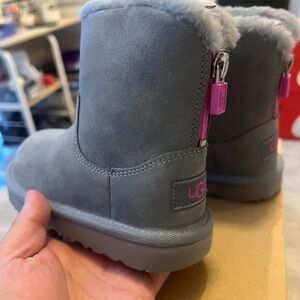 UGG Gray Boots with Pink Zipper